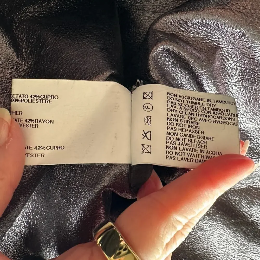 Gareth Pugh gunmetal calf leather cropped jacket women’s 10 draped zip - Picture 12 of 16